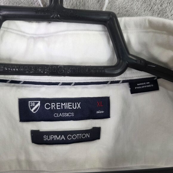 Mens Cremeux Classics White Shirt Short Sleeve Button Down Supima Cotton Size XL - Picture 3 of 9